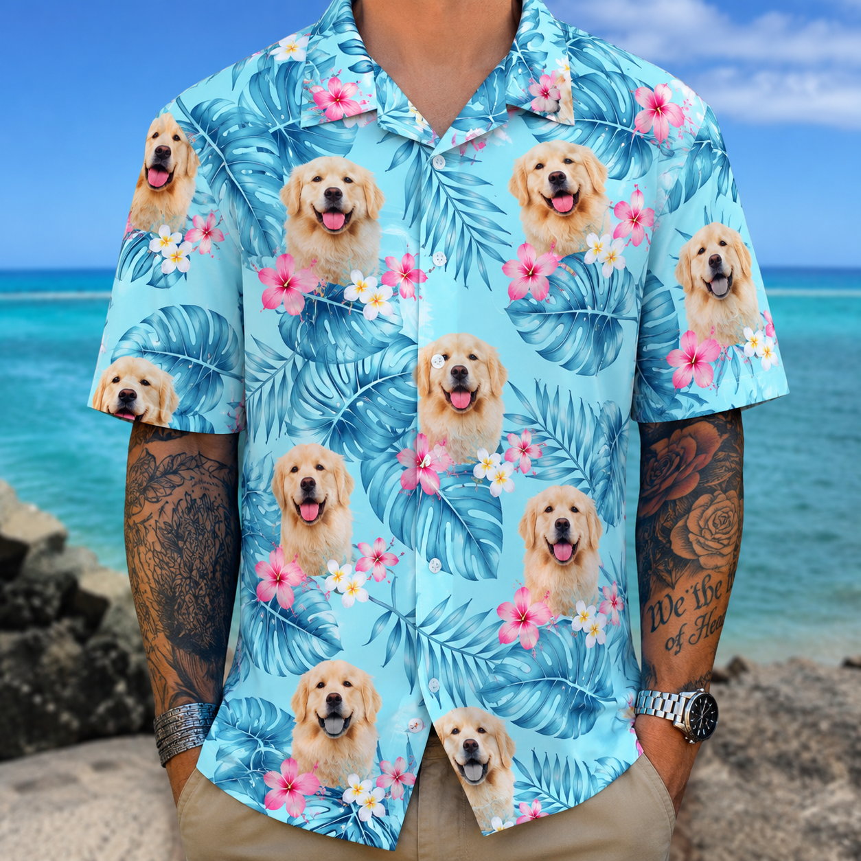 Custom Photo Tropical Style Dog Hawaii Shirt