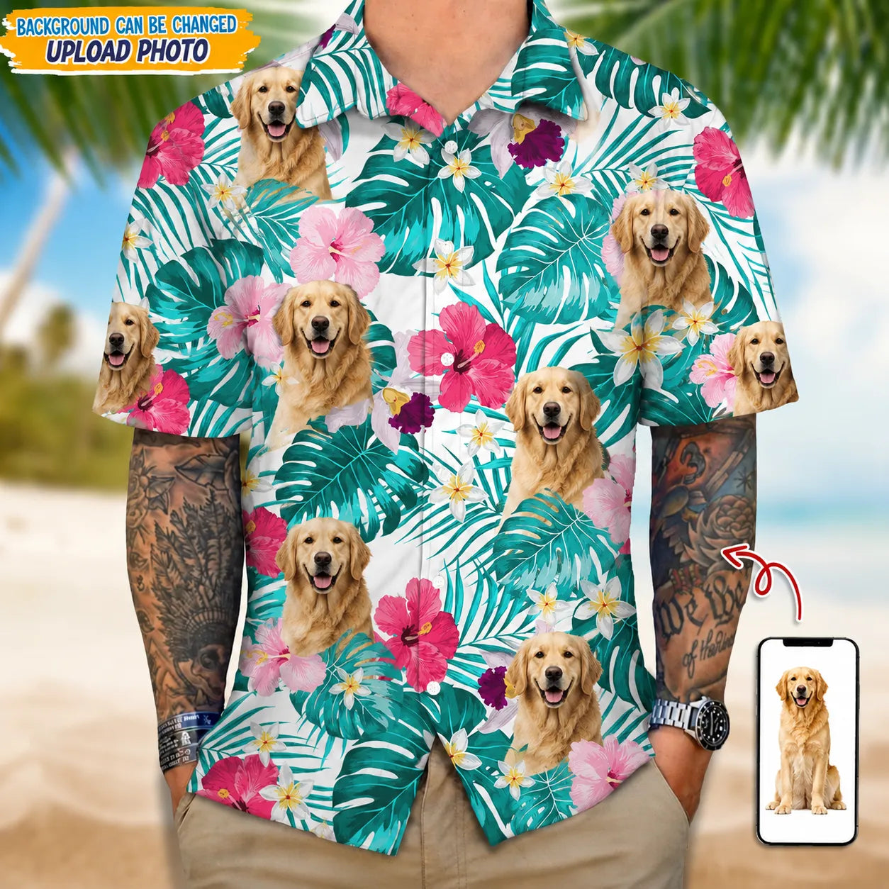 Custom Photo Tropical Style Dog Hawaii Shirt