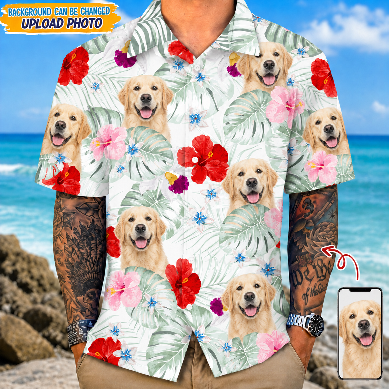 Custom Photo Tropical Style Dog Hawaii Shirt